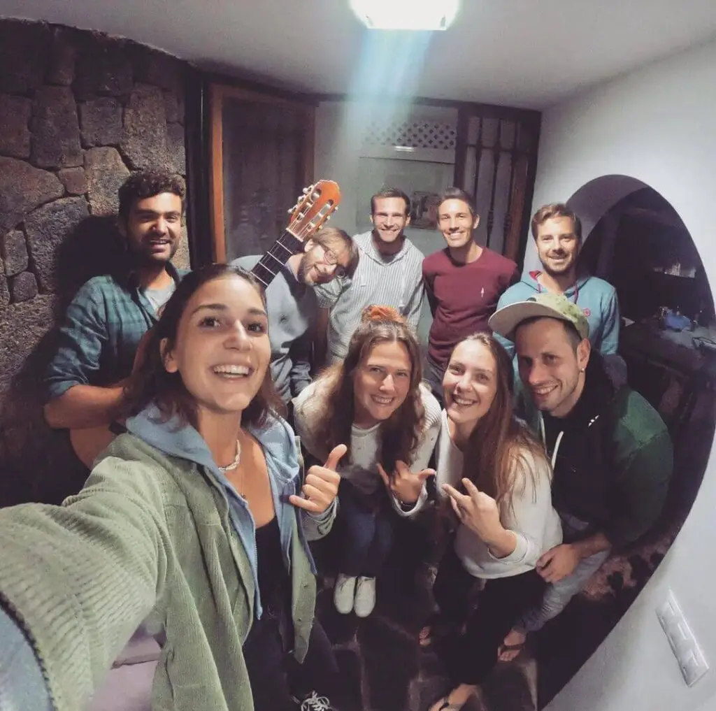Happy Ineika surfcamp visitors during bbq evening